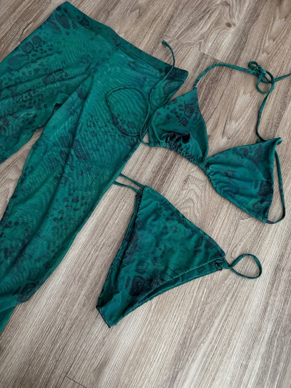 matte swim 3 piece bikini set